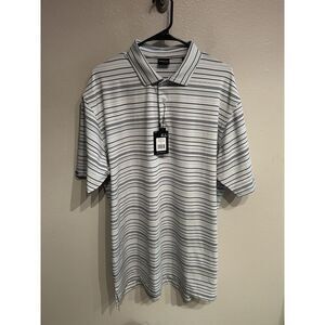 Dunning Golf Mens XXL Blue Green Striped Golf Polo Shirt